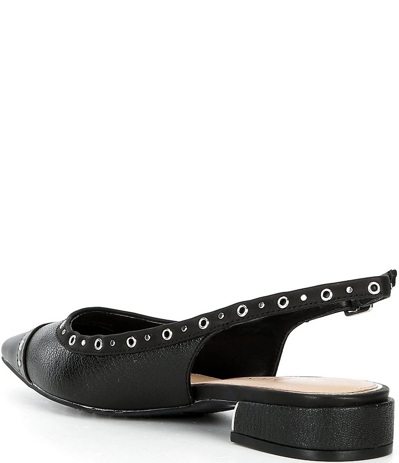 Donald Pliner Lavinah Leather Grommet Hardware Slingback Pumps