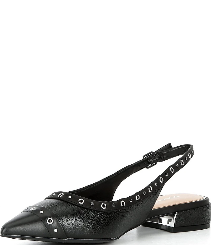 Donald Pliner Lavinah Leather Grommet Hardware Slingback Pumps