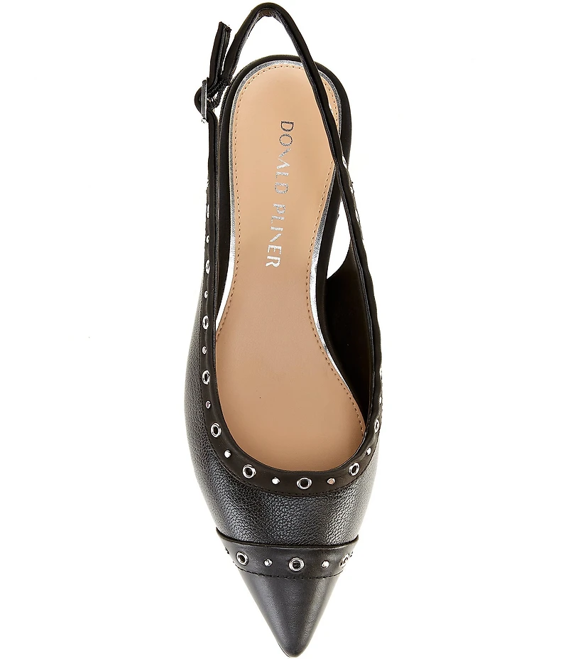 Donald Pliner Lavinah Leather Grommet Hardware Slingback Pumps