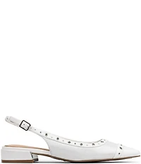 Donald Pliner Lavinah Lizard Print Leather Grommet Hardware Cap Toe Slingback Dress Pumps