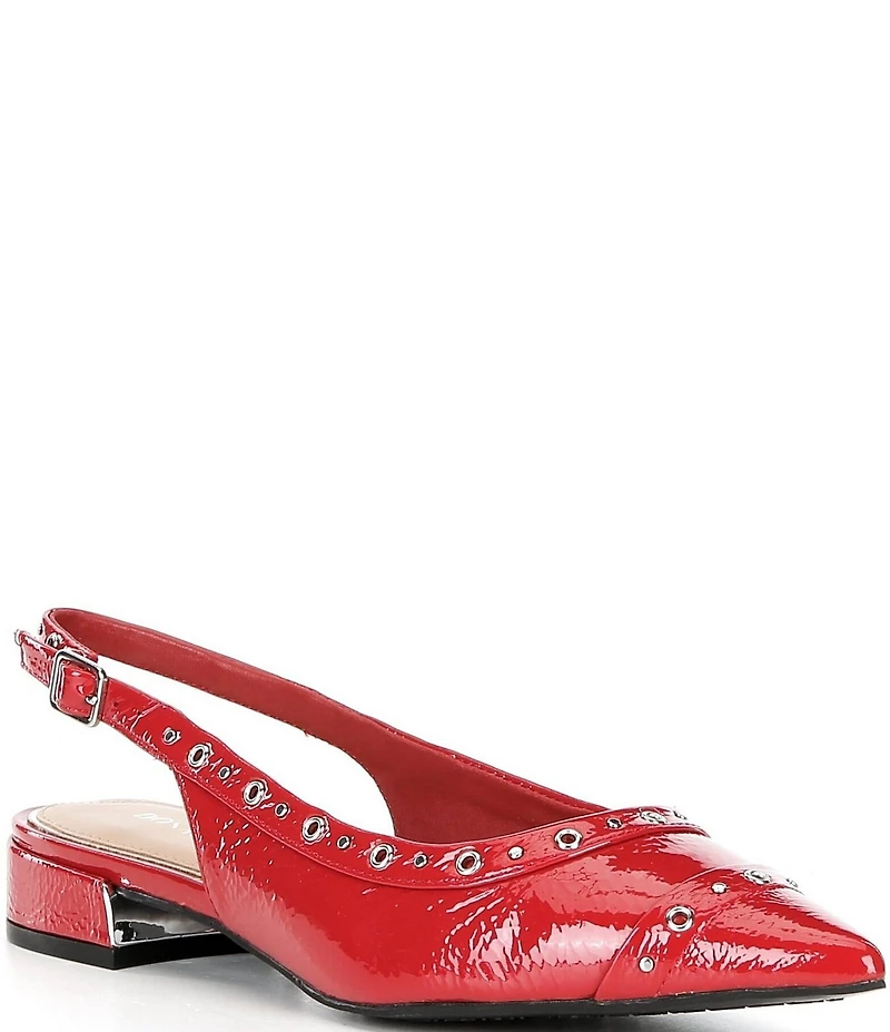 Donald Pliner Lavinah Patent Leather Grommet Hardware Slingback Pumps