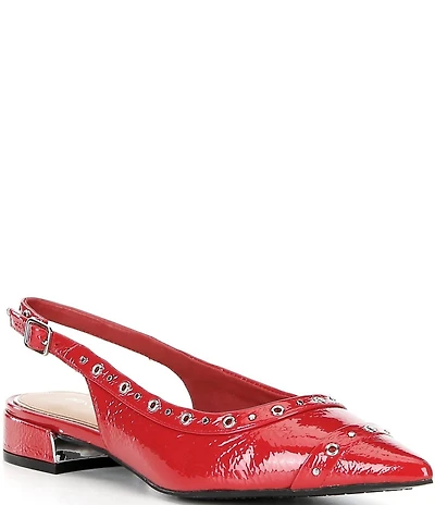 Donald Pliner Lavinah Patent Leather Grommet Hardware Slingback Pumps
