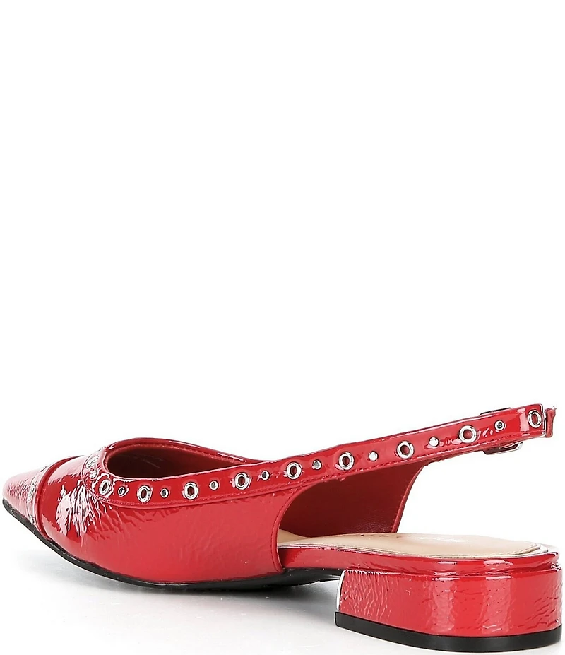 Donald Pliner Lavinah Patent Leather Grommet Hardware Slingback Pumps