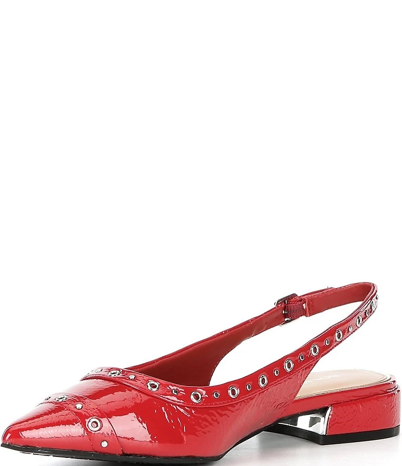 Donald Pliner Lavinah Patent Leather Grommet Hardware Slingback Pumps