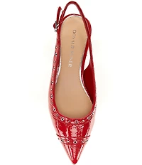 Donald Pliner Lavinah Patent Leather Grommet Hardware Slingback Pumps