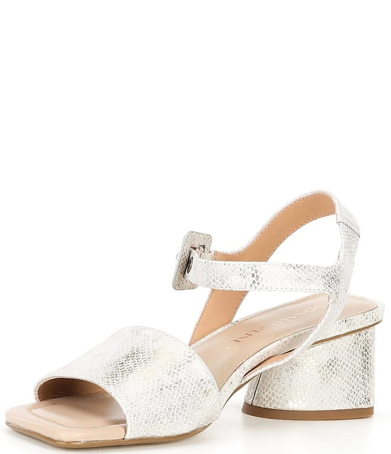Donald Pliner Leather Square Toe Block Heel Sandals