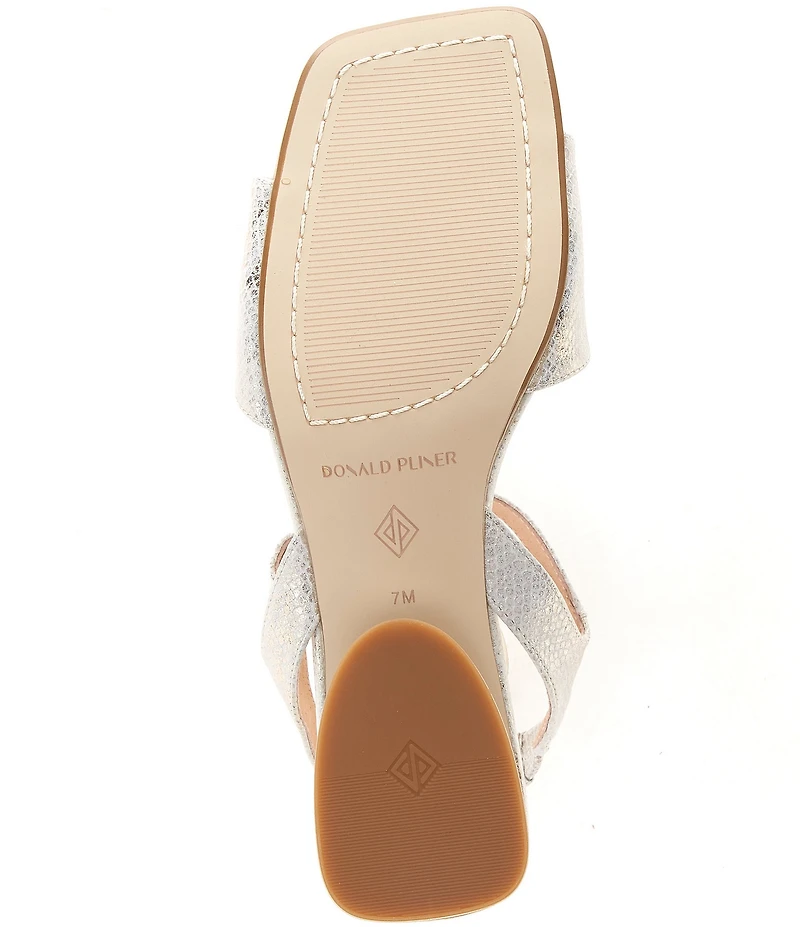 Donald Pliner Leather Square Toe Block Heel Sandals