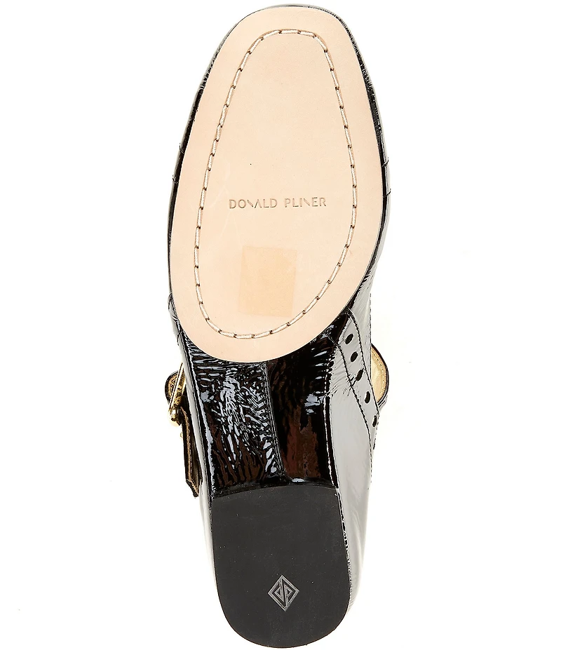 Donald Pliner Liane Patent Leather Buckle Mary Jane Ballet Flats