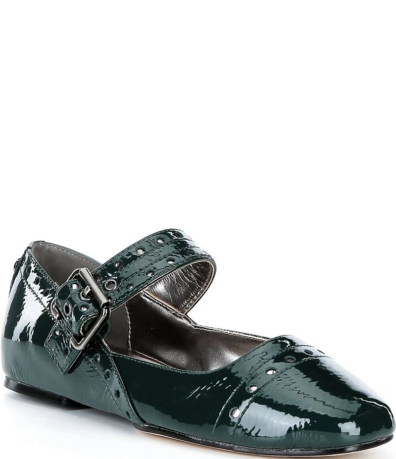 Donald Pliner Liane Patent Leather Buckle Mary Jane Ballet Flats