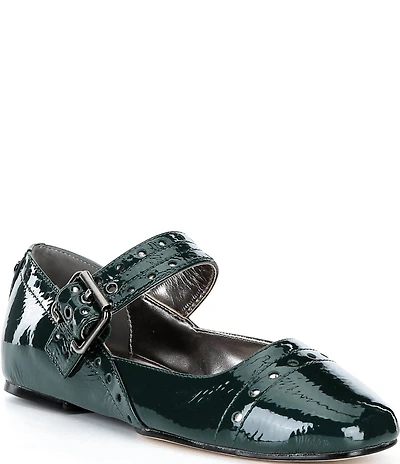 Donald Pliner Liane Patent Leather Buckle Mary Jane Ballet Flats
