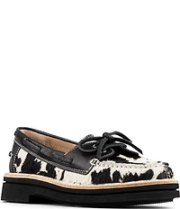 Donald Pliner Lillith Cow Print Calf Hair Boat Shoes