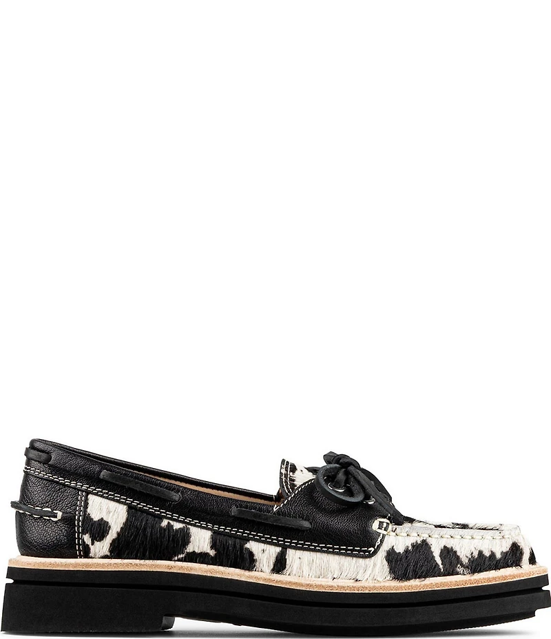 Donald Pliner Lillith Cow Print Calf Hair Boat Shoes