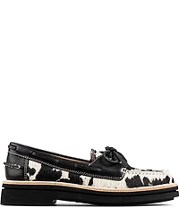 Donald Pliner Lillith Cow Print Calf Hair Boat Shoes