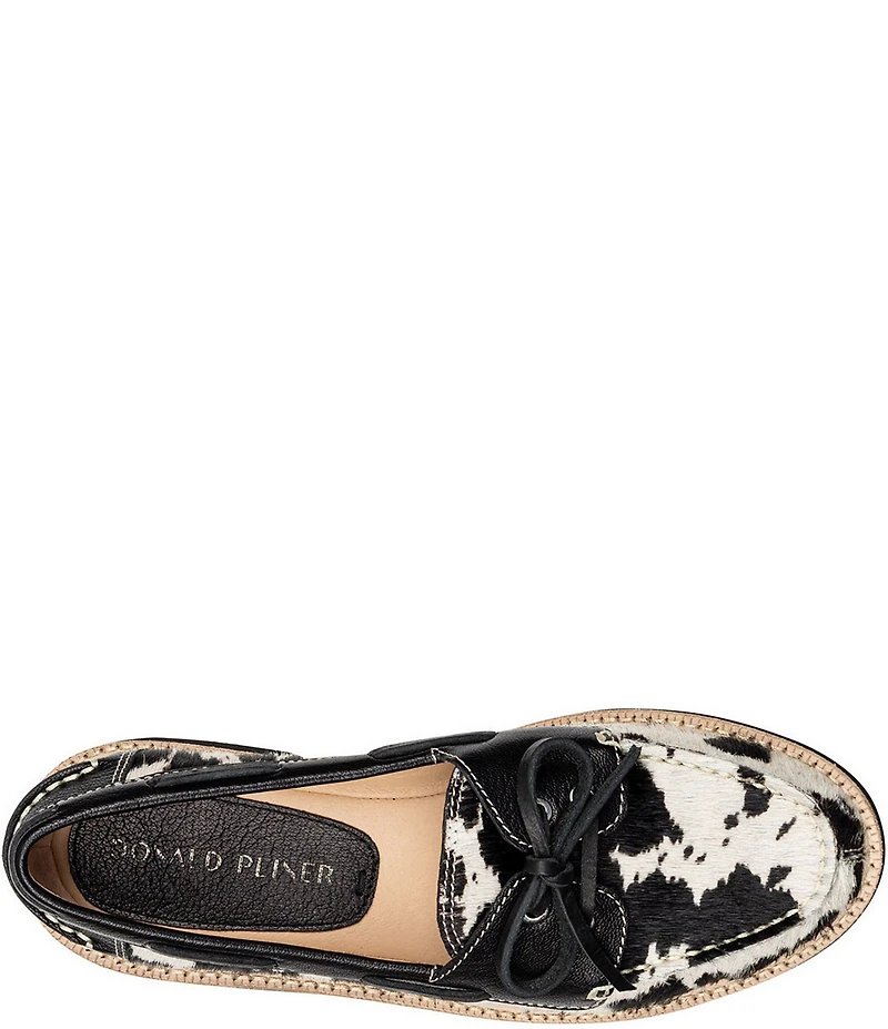Donald Pliner Lillith Cow Print Calf Hair Boat Shoes