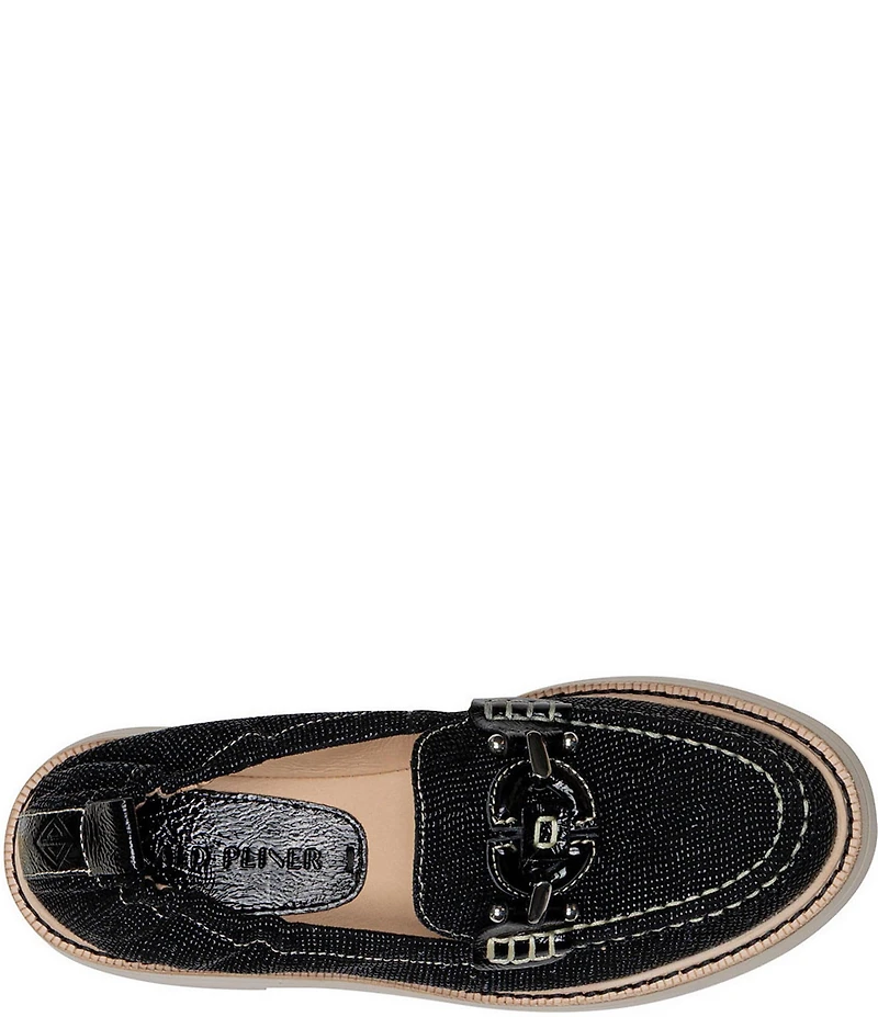 Donald Pliner Lomma Embossed Suede Bit Buckle Loafers