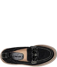 Donald Pliner Lomma Embossed Suede Bit Buckle Loafers
