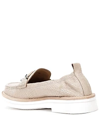 Donald Pliner Lomma Leather Iridescent Snake Print Bit Buckle Loafers