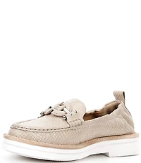 Donald Pliner Lomma Leather Iridescent Snake Print Bit Buckle Loafers