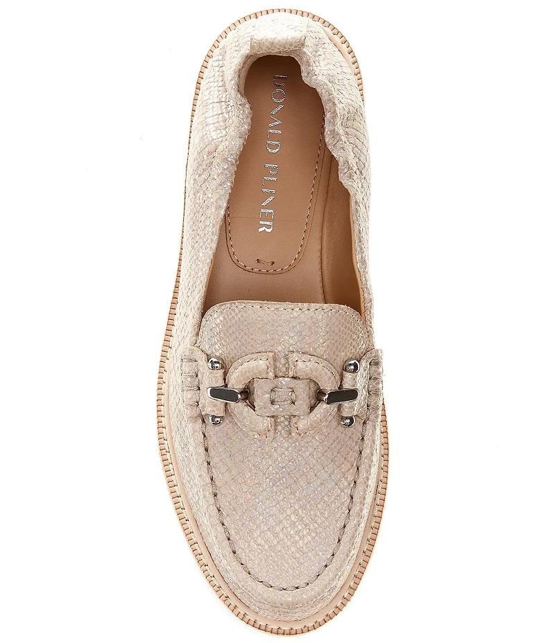 Donald Pliner Lomma Leather Iridescent Snake Print Bit Buckle Loafers