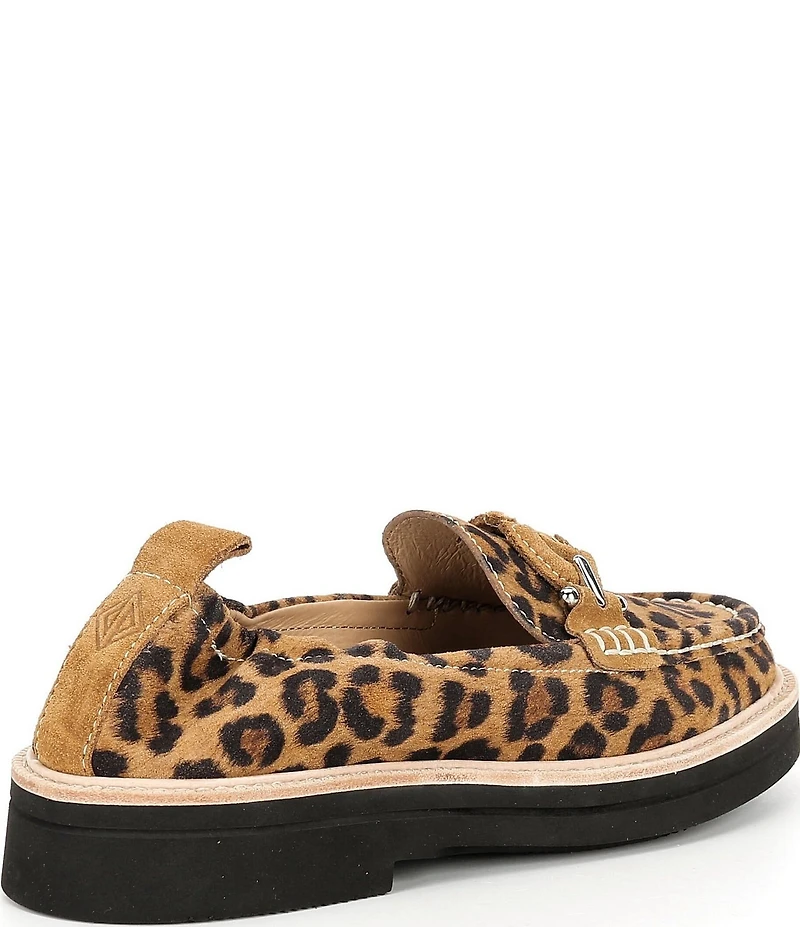 Donald Pliner Lomma Leopard Print Suede Bit Buckle Loafers