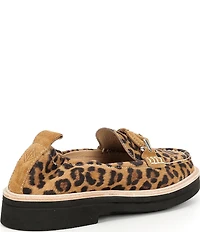 Donald Pliner Lomma Leopard Print Suede Bit Buckle Loafers