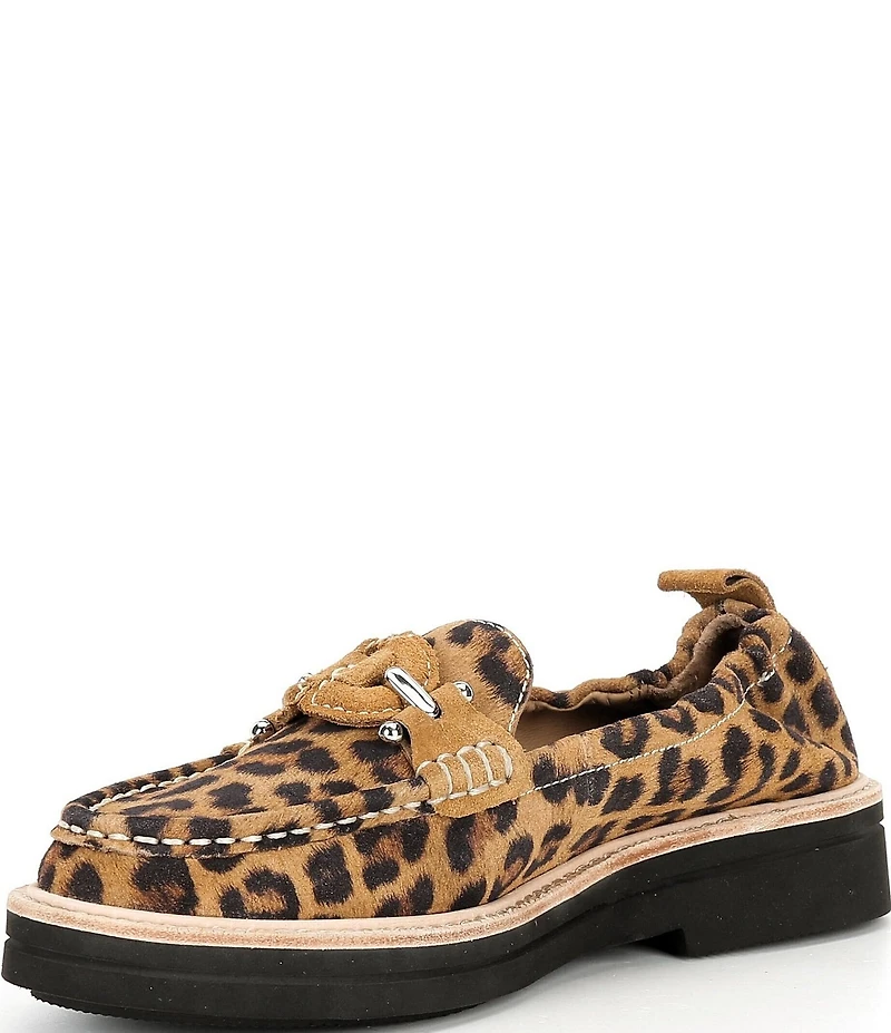 Donald Pliner Lomma Leopard Print Suede Bit Buckle Loafers