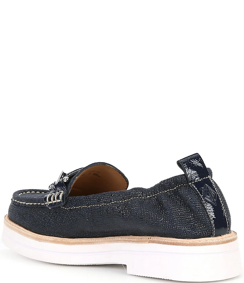 Donald Pliner Lomma Embossed Leather Bit Buckle Loafers