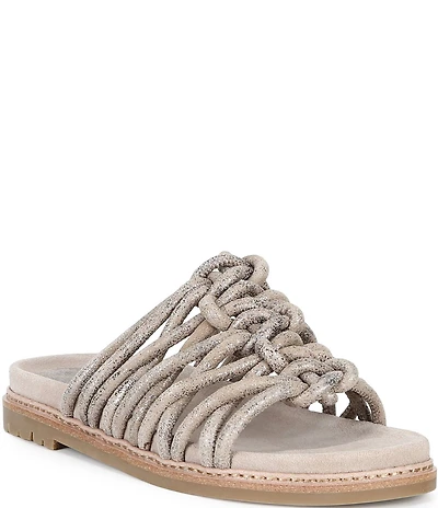 Donald Pliner Loni Metallic Braided Tubular Leather Slide Sandals