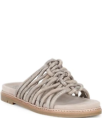 Donald Pliner Loni Metallic Braided Tubular Leather Slide Sandals