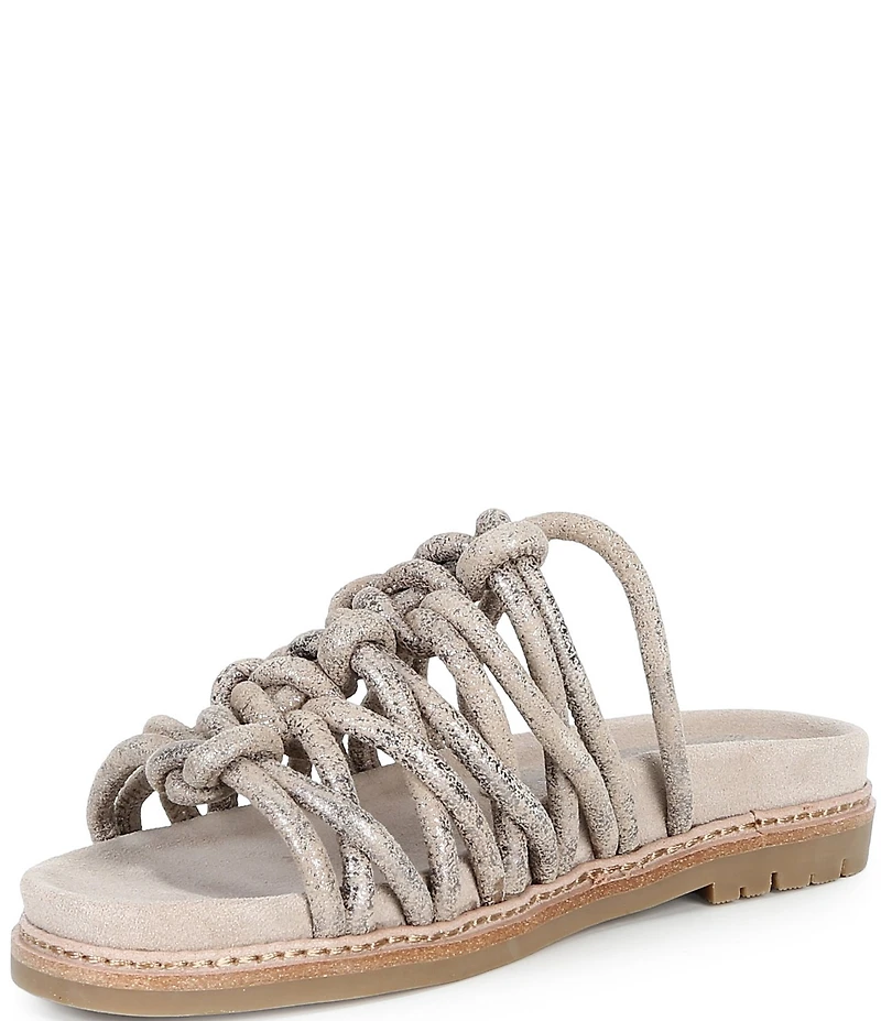 Donald Pliner Loni Metallic Braided Tubular Leather Slide Sandals