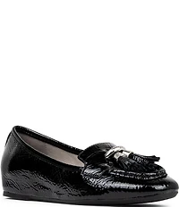 Donald Pliner Loriel Crinkle Patent Ring Hardware Tassel Loafers