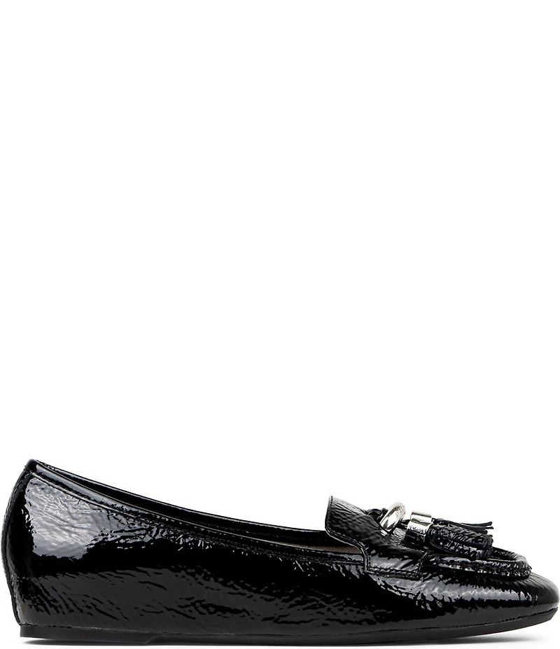 Donald Pliner Loriel Crinkle Patent Ring Hardware Tassel Loafers