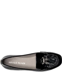 Donald Pliner Loriel Crinkle Patent Ring Hardware Tassel Loafers