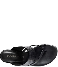 Donald Pliner Louka Patent Leather Croco Embossed Toe Loop Sandals