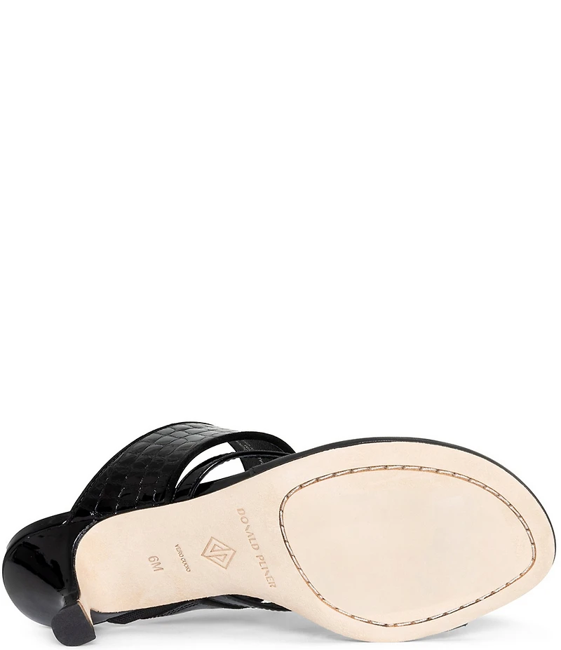 Donald Pliner Louka Patent Leather Croco Embossed Toe Loop Sandals