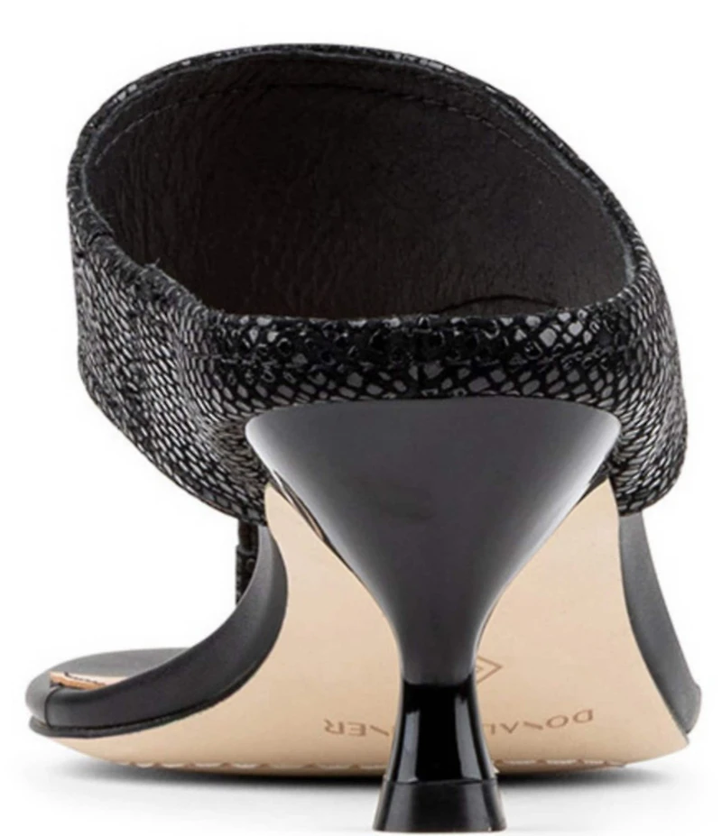 Donald Pliner Lucynda Metallic Lizard Print Leather Kitten Heel Thong Sandals