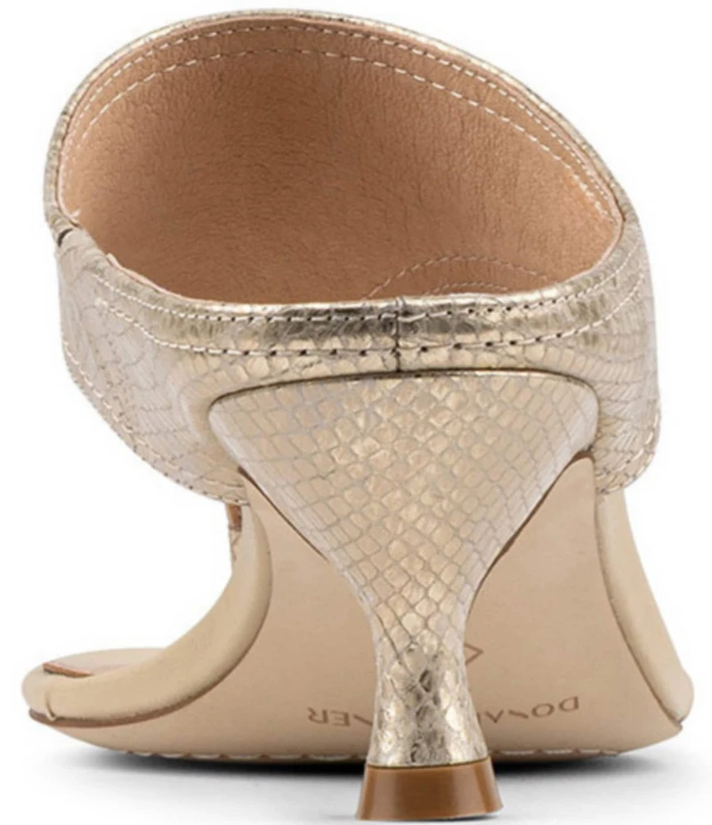 Donald Pliner Lucynda Metallic Snake Print Leather Kitten Heel Thong Sandals