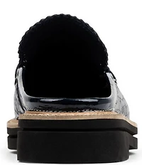 Donald Pliner Lyndall Croco Printed Patent Leather Tassel Loafer Mules