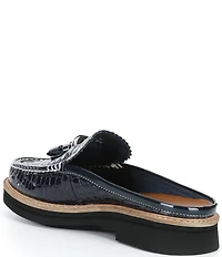 Donald Pliner Lyndall Croco Printed Patent Leather Tassel Loafer Mules