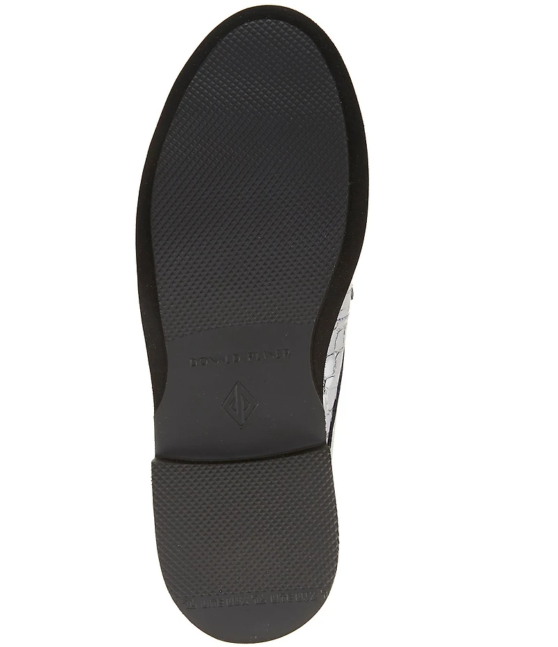 Donald Pliner Lyndall Croco Printed Patent Leather Tassel Loafer Mules