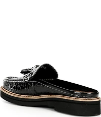 Donald Pliner Lyndall Croco Printed Patent Leather Tassel Mules