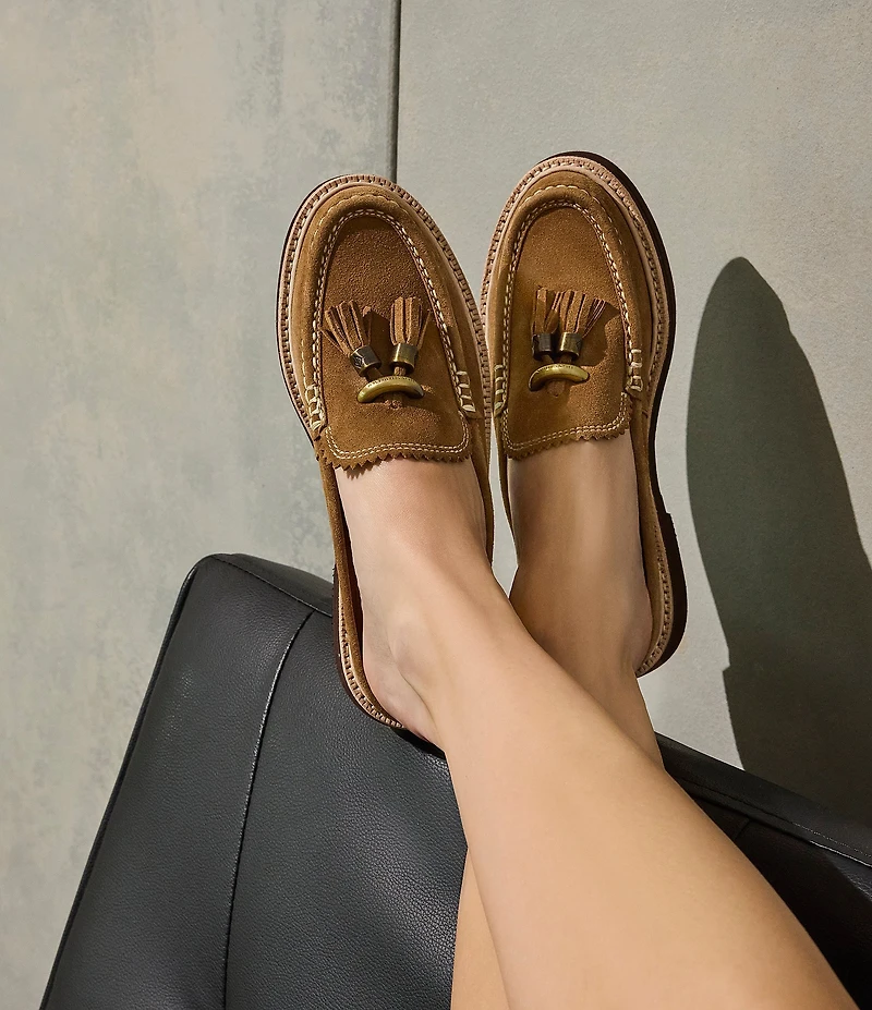 Donald Pliner Lyndall Suede Tassel Mules