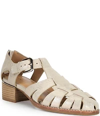 Donald Pliner Mariam Embossed Metallic Leather Back Zip Fisherman Sandals