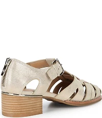 Donald Pliner Mariam Embossed Metallic Leather Back Zip Fisherman Sandals