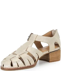 Donald Pliner Mariam Embossed Metallic Leather Back Zip Fisherman Sandals
