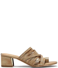 Donald Pliner Marlow Strappy Metallic Suede Toe Ring Block Heel Sandals
