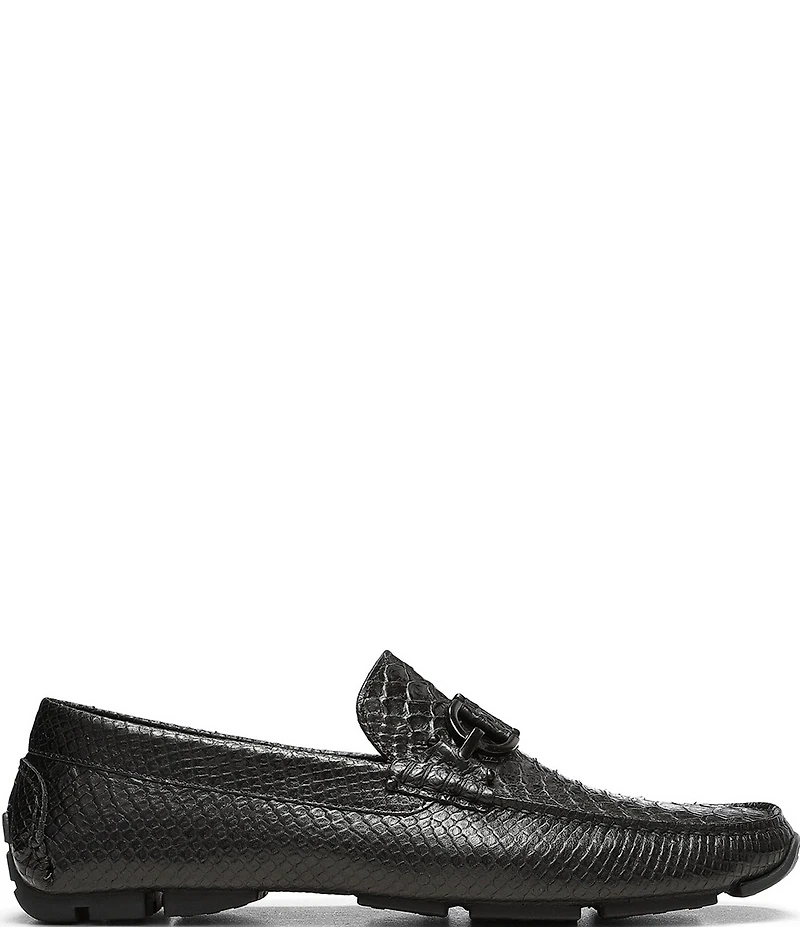 Donald Pliner Men's Dacio Bit Buckle Snake Print Leather Drivers