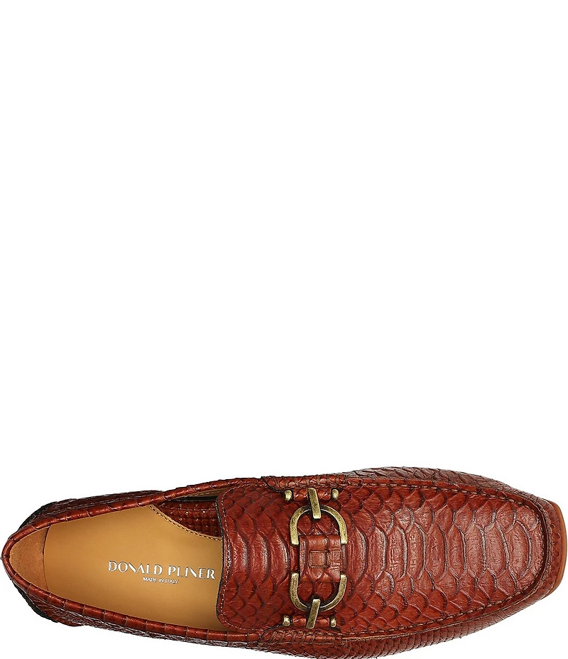 Donald Pliner Men's Dacio Bit Buckle Snake Print Leather Drivers