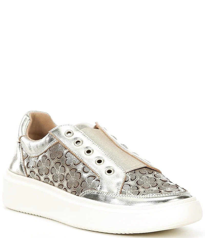 Donald Pliner Mikko Floral Print Leather Slip On Platform Sneakers