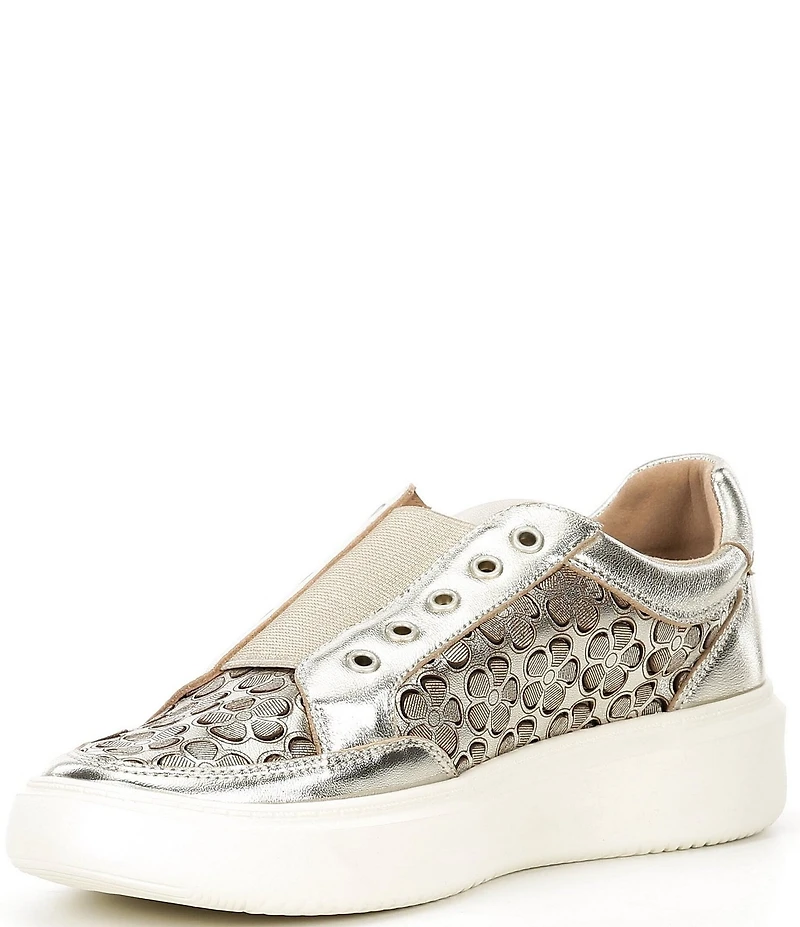 Donald Pliner Mikko Floral Print Leather Slip On Platform Sneakers